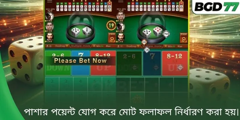 পাশার পয়েন্ট যোগ করে মোট ফলাফল নির্ধারণ করা হয়।