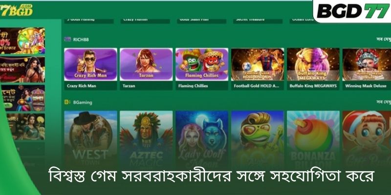 বিশ্বস্ত গেম সরবরাহকারীদের সঙ্গে সহযোগিতা করে